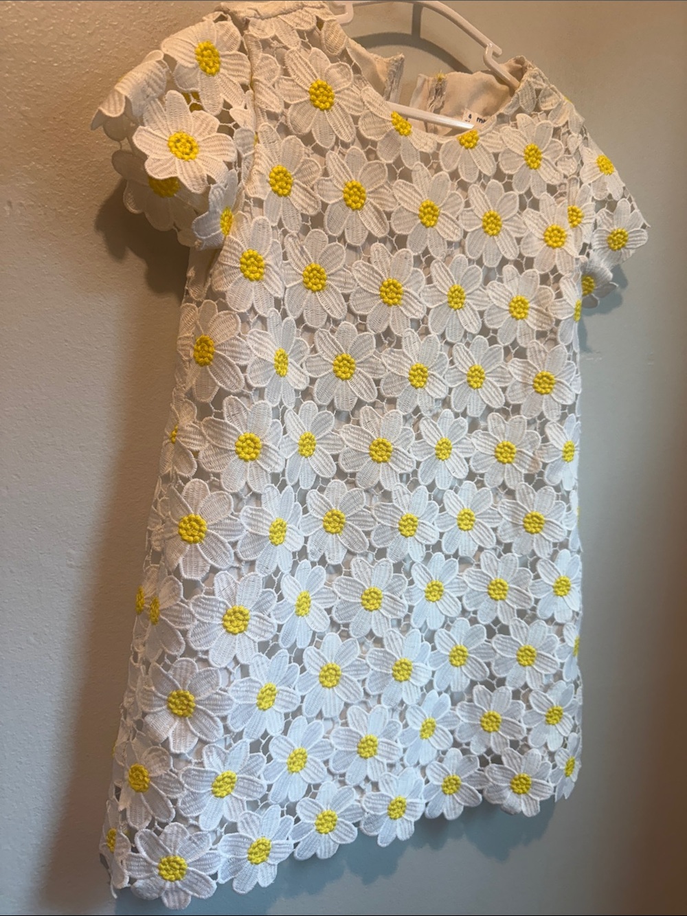 Mayoral 4 Girls White Lace Daisy Dress with Yellow Centers